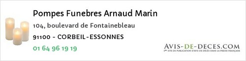 Avis de décès - Auvers-Saint-Georges - Pompes Funebres Arnaud Marin