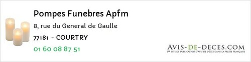 Avis de décès - Roissy-en-Brie - Pompes Funebres Apfm