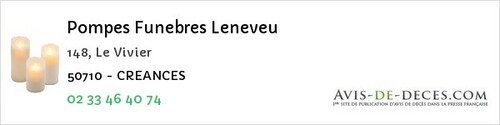 Avis de décès - Picauville - Pompes Funebres Leneveu