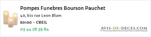 Avis de décès - Giraumont - Pompes Funebres Bourson Pauchet