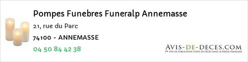 Avis de décès - Valleiry - Pompes Funebres Funeralp Annemasse