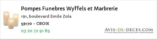 Avis de décès - Toufflers - Pompes Funebres Wyffels et Marbrerie
