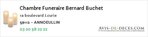 Avis de décès - Flines-lez-Raches - Chambre Funeraire Bernard Buchet