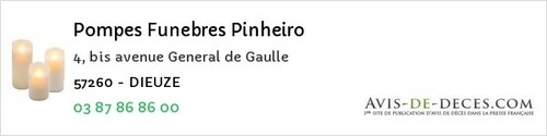 Avis de décès - Vantoux - Pompes Funebres Pinheiro