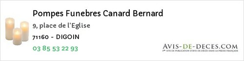 Avis de décès - Châteauneuf - Pompes Funebres Canard Bernard