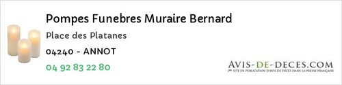 Avis de décès - Saint-Vincent-Les-Forts - Pompes Funebres Muraire Bernard