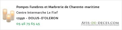 Avis de décès - Saint-Clément-Des-Baleines - Pompes Funebres et Marbrerie de Charente-maritime