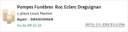 Avis de décès - Villecroze - Pompes Funèbres Roc Eclerc Draguignan