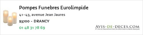 Avis de décès - Villemomble - Pompes Funebres Eurolimpide