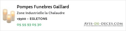 Avis de décès - La Roche-Canillac - Pompes Funebres Gaillard