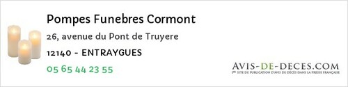 Avis de décès - Onet-le-Château - Pompes Funebres Cormont