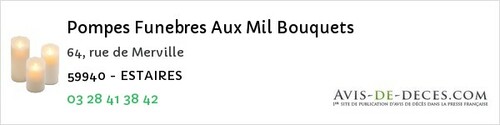 Avis de décès - Baisieux - Pompes Funebres Aux Mil Bouquets