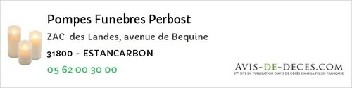 Avis de décès - Gensac-de-Boulogne - Pompes Funebres Perbost