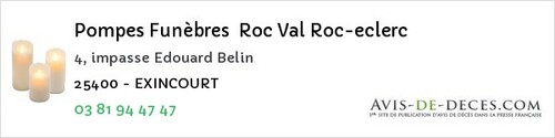 Avis de décès - Villers-Saint-Martin - Pompes Funèbres Roc Val Roc-eclerc