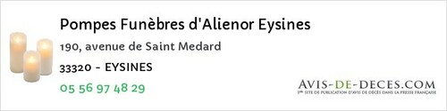 Avis de décès - Bordeaux - Pompes Funèbres d'Alienor Eysines
