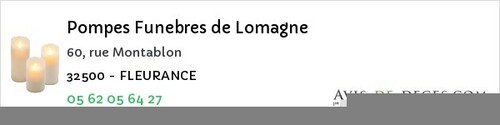 Avis de décès - Mont-D'astarac - Pompes Funebres de Lomagne