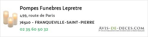 Avis de décès - Franqueville-Saint-Pierre - Pompes Funebres Lepretre