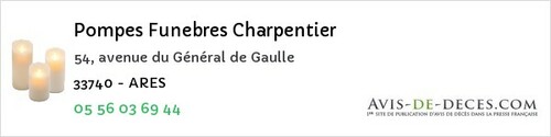 Avis de décès - Bourideys - Pompes Funebres Charpentier