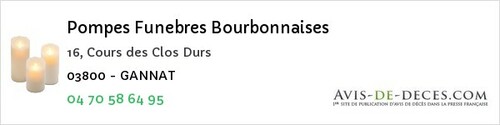 Avis de décès - Treteau - Pompes Funebres Bourbonnaises