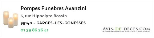 Avis de décès - Montsoult - Pompes Funebres Avanzini