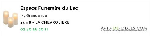 Avis de décès - La Chapelle-Sur-Erdre - Espace Funeraire du Lac