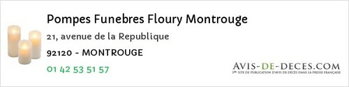 Avis de décès - Saint-Cloud - Pompes Funebres Floury Montrouge
