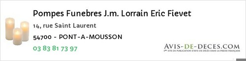 Avis de décès - Bouxières-aux-Dames - Pompes Funebres J.m. Lorrain Eric Fievet