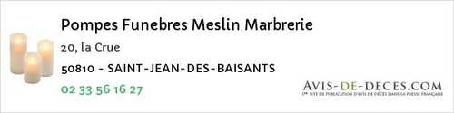 Avis de décès - Donville-les-Bains - Pompes Funebres Meslin Marbrerie