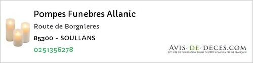 Avis de décès - La Tranche-Sur-Mer - Pompes Funebres Allanic