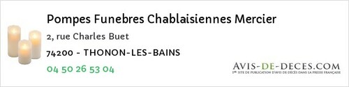 Avis de décès - Évian-les-Bains - Pompes Funebres Chablaisiennes Mercier