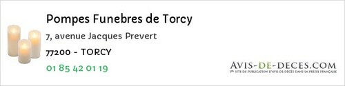 Avis de décès - Pontault-Combault - Pompes Funebres de Torcy
