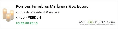 Avis de décès - Les Monthairons - Pompes Funebres Marbrerie Roc Eclerc