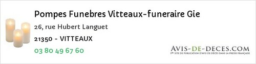 Avis de décès - Courcelles-lès-Montbard - Pompes Funebres Vitteaux-funeraire Gie