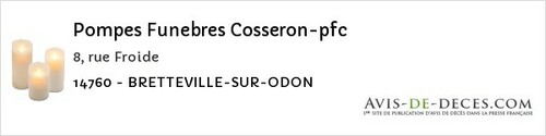 Avis de décès - Bretteville-sur-Odon - Pompes Funebres Cosseron-pfc