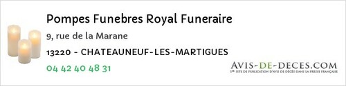 Avis de décès - Martigues - Pompes Funebres Royal Funeraire