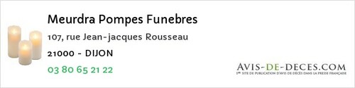 Avis de décès - Varois-et-Chaignot - Meurdra Pompes Funebres