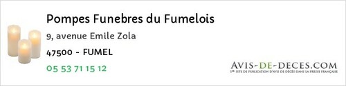 Avis de décès - Nérac - Pompes Funebres du Fumelois