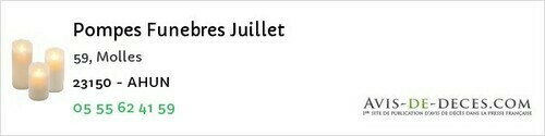 Avis de décès - Le Bourg-D'hem - Pompes Funebres Juillet