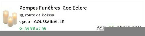 Avis de décès - Montigny-lès-Cormeilles - Pompes Funèbres Roc Eclerc