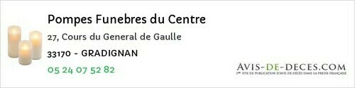 Avis de décès - Audenge - Pompes Funebres du Centre