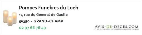 Avis de décès - La Grée-Saint-Laurent - Pompes Funebres du Loch