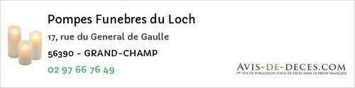 Avis de décès - Arradon - Pompes Funebres du Loch
