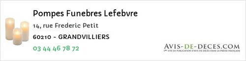 Avis de décès - Neuilly-en-Thelle - Pompes Funebres Lefebvre