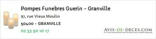 Avis de décès - Reffuveille - Pompes Funebres Guerin - Granville