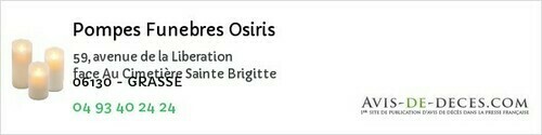 Avis de décès - Grasse - Pompes Funebres Osiris