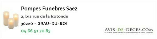 Avis de décès - Aubord - Pompes Funebres Saez