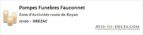 Avis de décès - Les Mathes - Pompes Funebres Fauconnet