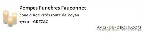 Avis de décès - Pommiers-Moulons - Pompes Funebres Fauconnet