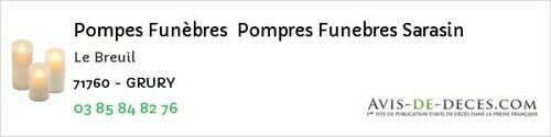 Avis de décès - Varennes-sous-Dun - Pompes Funèbres Pompres Funebres Sarasin