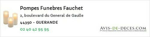 Avis de décès - Saint-Julien-De-Concelles - Pompes Funebres Fauchet